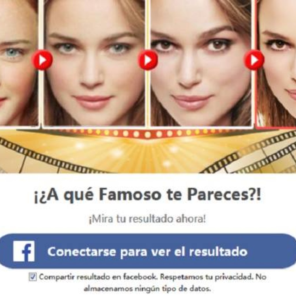 cuidado con la aplicacion 'a que famoso te pareces'